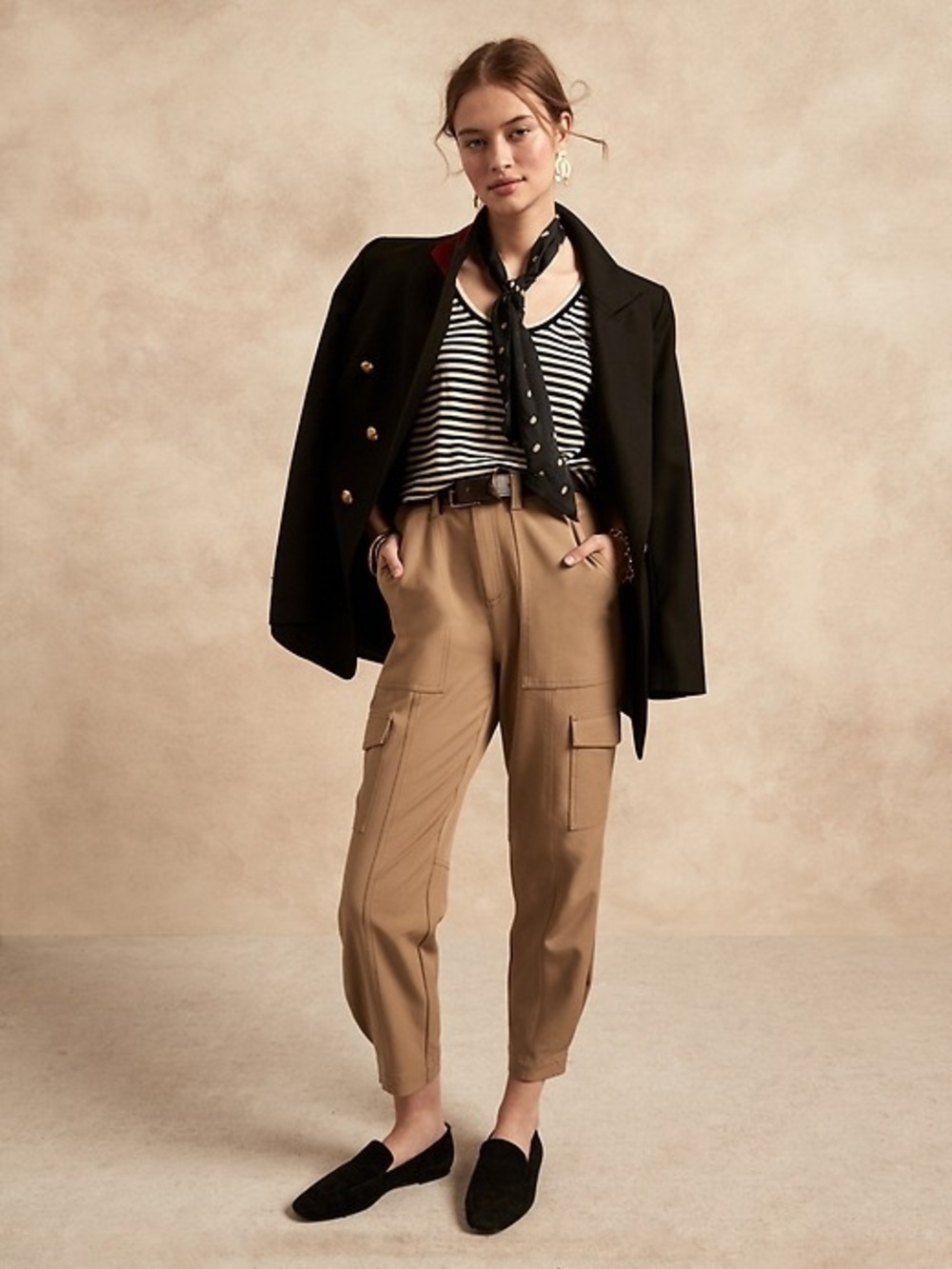 NEW Banana Republic Tan Tapered High Rise Women’s Belted Cargo Pants Size 12